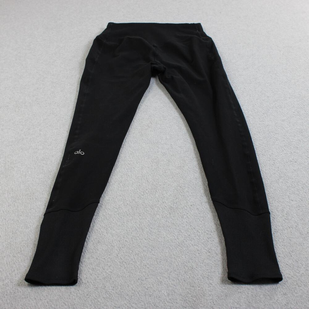 Alo Yoga Leggings Women Small Black Thermal Ankle Stretch Yoga Base Layer READ